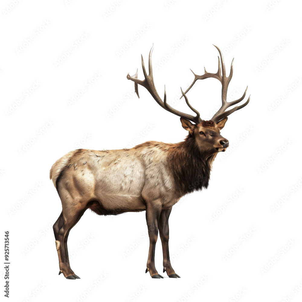 A Majestic Elk With Large Antlers Standing Against A Majestic Elk With Large Antlers Standing Against