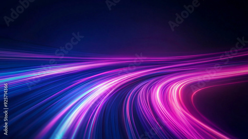 Abstract Purple light trail on blue background