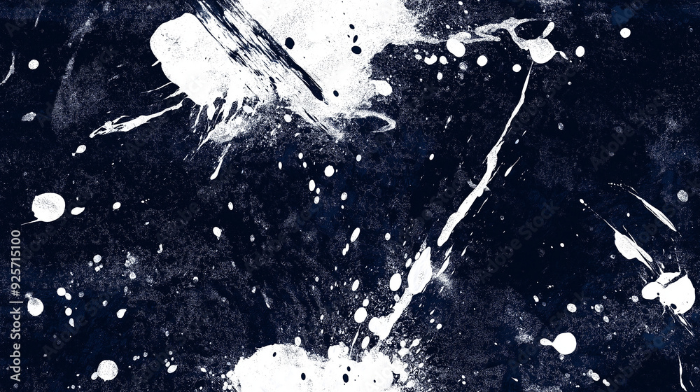 dynamic navy blue and white paint splatter art