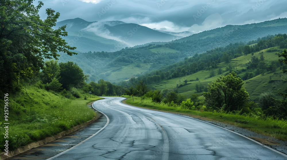 a beautiful asphalt road passing through green landscape, wallpaper, background a beautiful asphalt road passing through green landscape, wallpaper, background