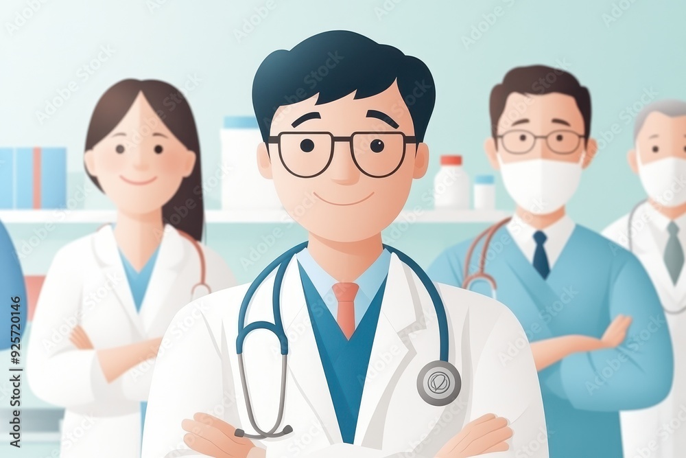 Vibrant Vector Collage of Hand-Drawn Medical Staff in Auto-Traced Hospital Interiors with Scanned Textures and Healthcare Colors Vibrant Vector Collage of Hand-Drawn Medical Staff in Auto-Traced Hospital Interiors with Scanned Textures and Healthcare Colors