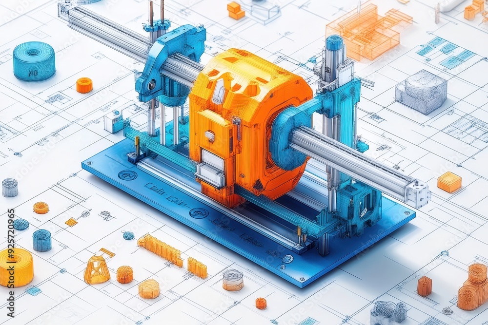 Vibrant Vector Collage of Auto-Traced 3D Printing Scenes with Hand-Drawn Icons and Scanned Textures in Creative Colors Vibrant Vector Collage of Auto-Traced 3D Printing Scenes with Hand-Drawn Icons and Scanned Textures in Creative Colors