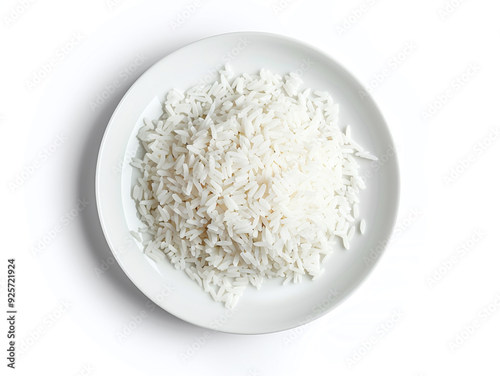 rice on white plated isolated on white. rice on white plated isolated on white.