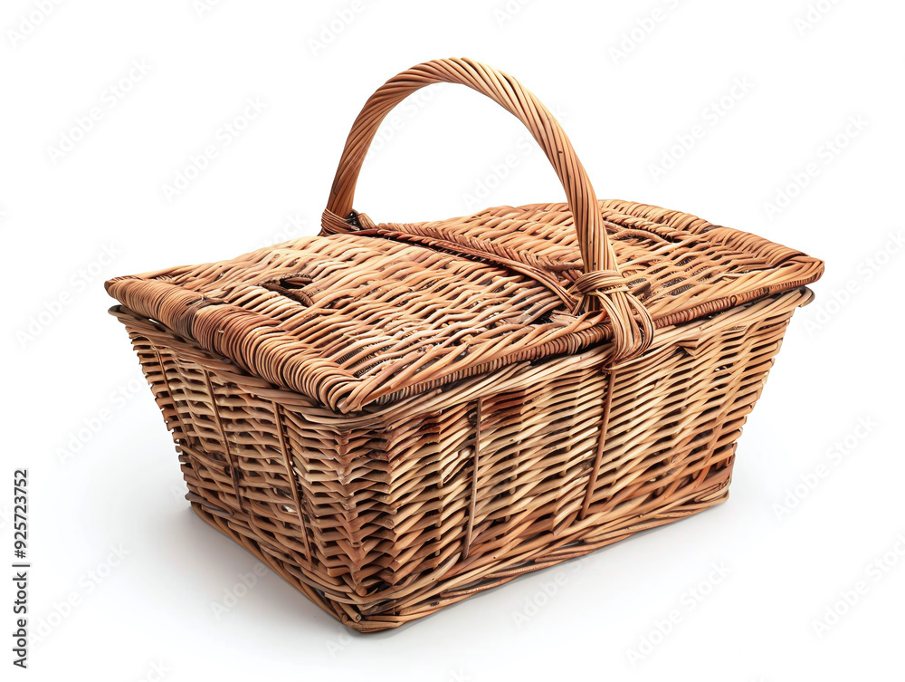 Wicker picnic basket isolated on white background Wicker picnic basket isolated on white background
