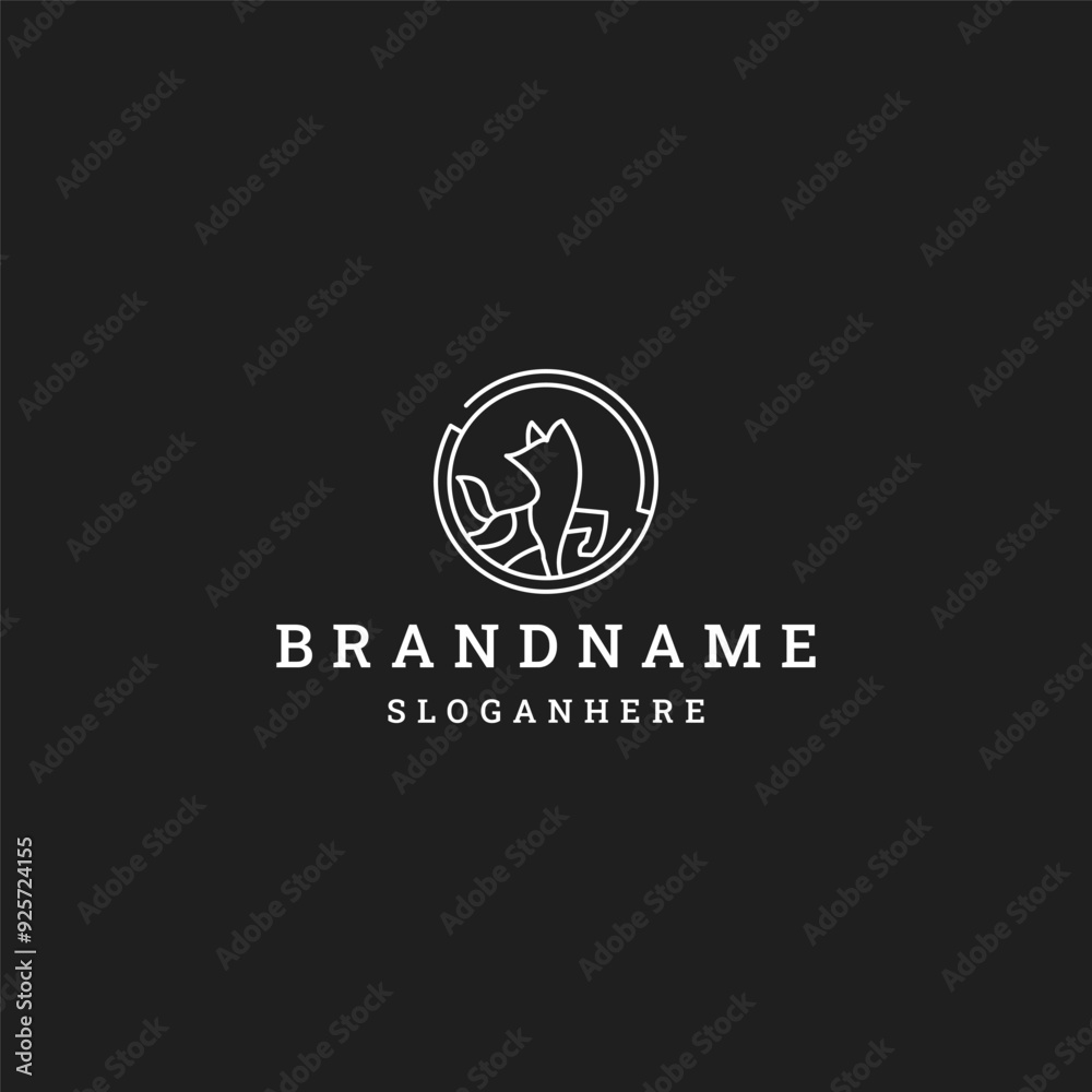 dog monoline concept vector logo design on black background dog monoline concept vector logo design on black background