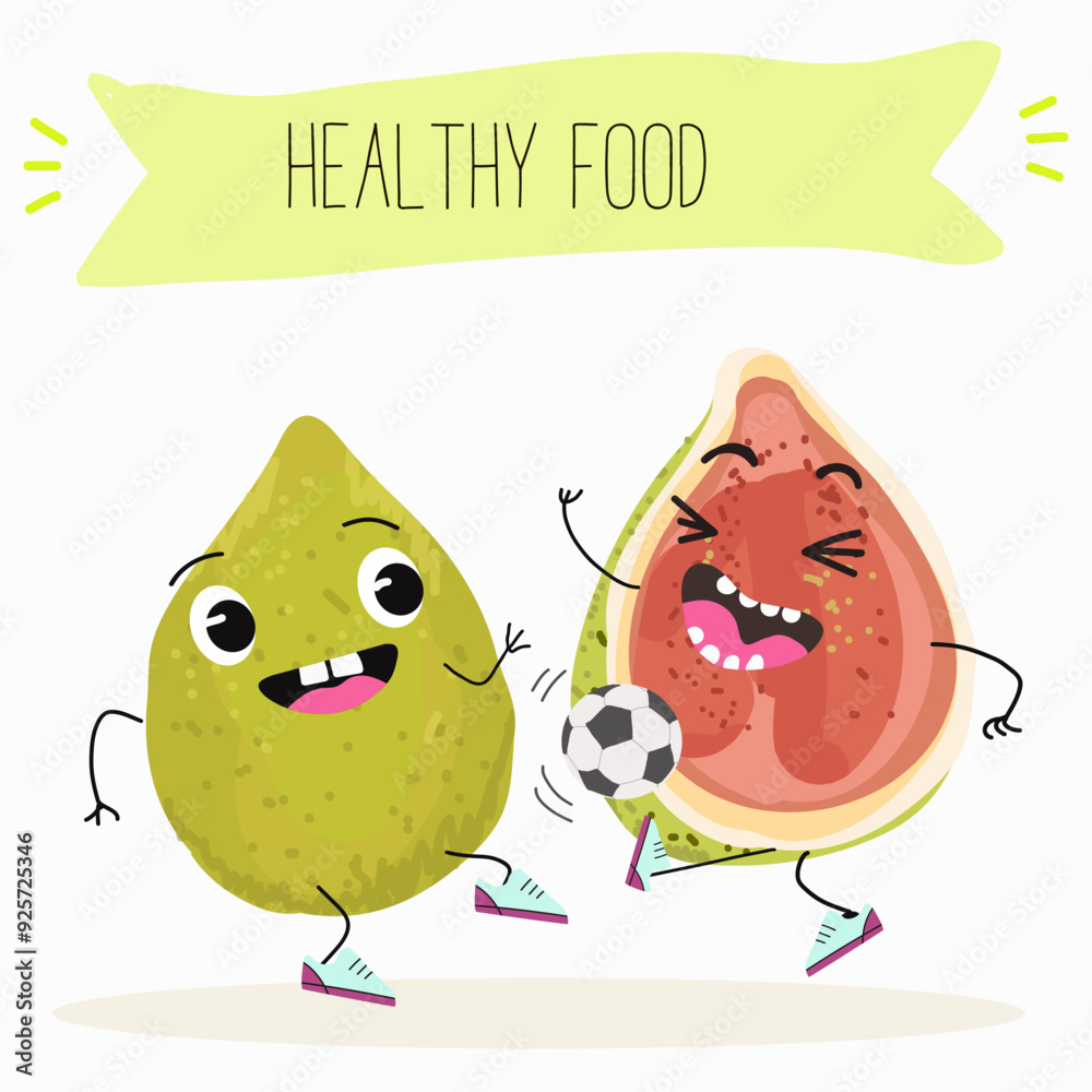 Fototapeta premium Cute funny guava character vector illustration.