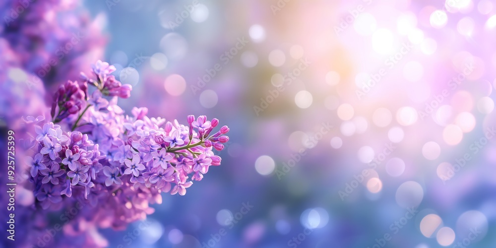 Branch of lilac flowers on a blurred background with bokeh. Branch of lilac flowers on a blurred background with bokeh.