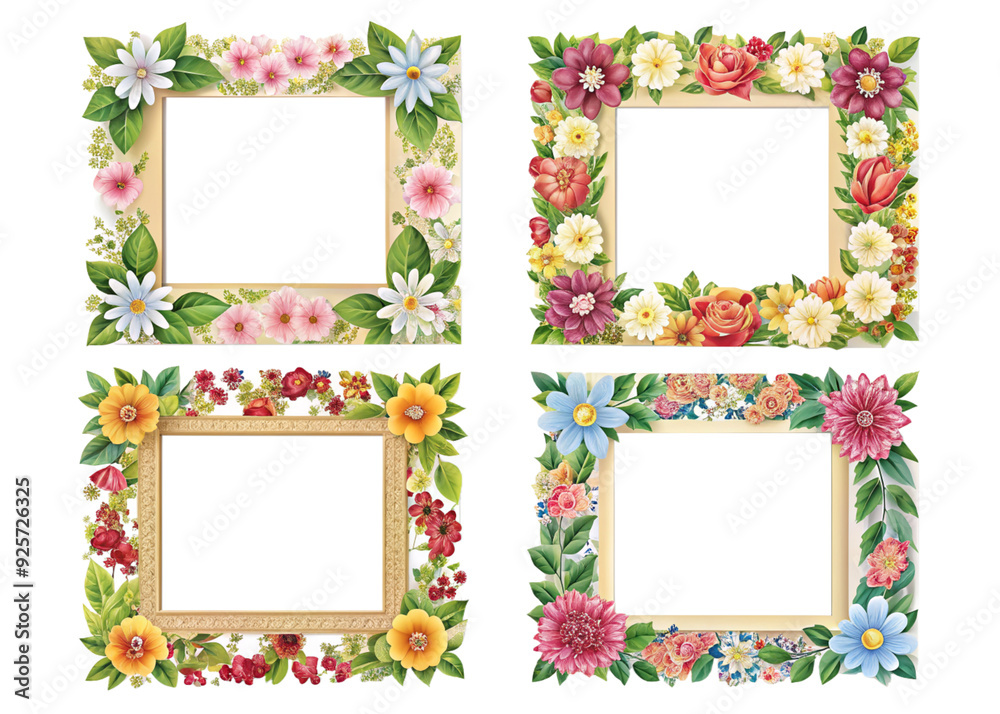 Floral Photo Frame on Transparent Background – High-Quality PNG Floral Photo Frame on Transparent Background – High-Quality PNG