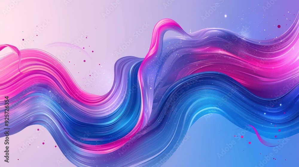 Modern flow poster blue and pink color. Abstract wave Liquid shape in gradient background.