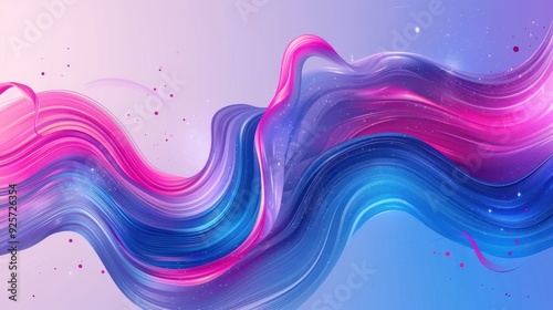 Modern flow poster blue and pink color. Abstract wave Liquid shape in gradient background.