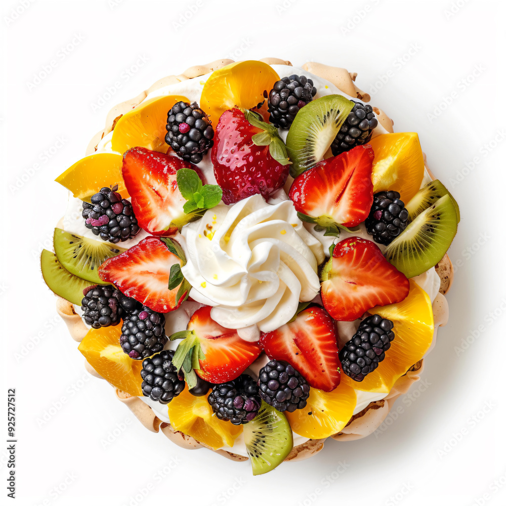 a fruit pizza with whipped cream and fruit on top a fruit pizza with whipped cream and fruit on top
