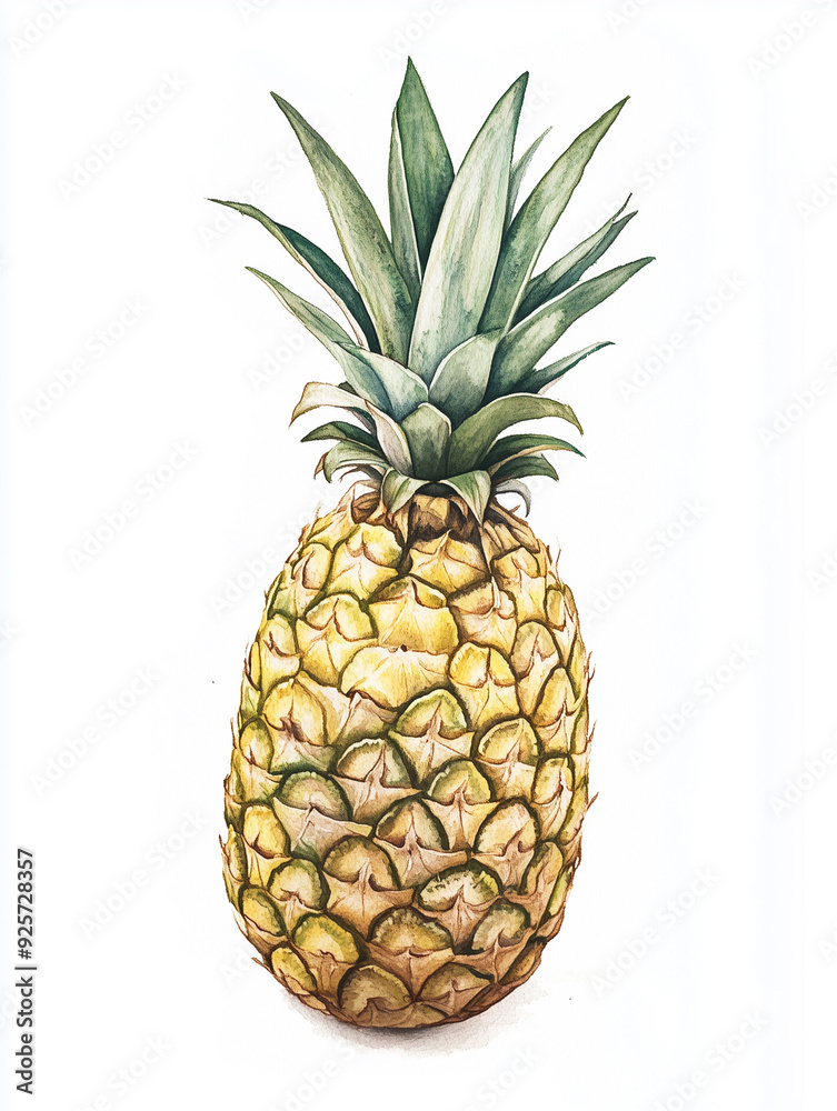 Vibrant Watercolor Pineapple with Exploding Juice, Large White Space, Fresh and Juicy Design Element Vibrant Watercolor Pineapple with Exploding Juice, Large White Space, Fresh and Juicy Design Element