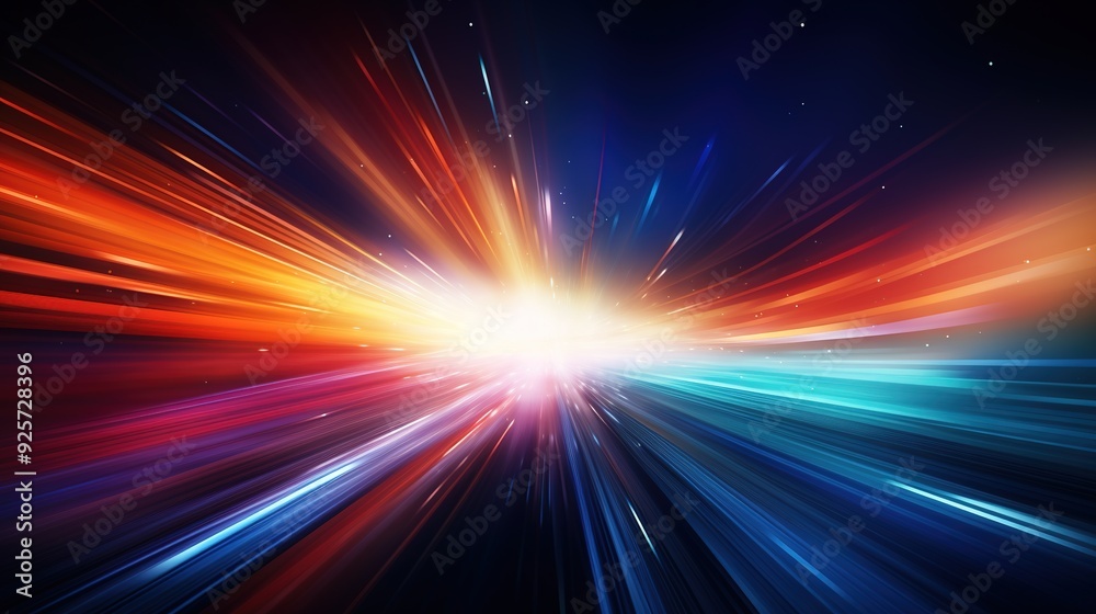 Abstract background of bright light streaks in blue and orange hues. Abstract background of bright light streaks in blue and orange hues.