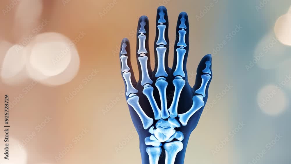 X Ray Rabbit Hand A digital X-ray style rendering of a human hand raised with all five ...