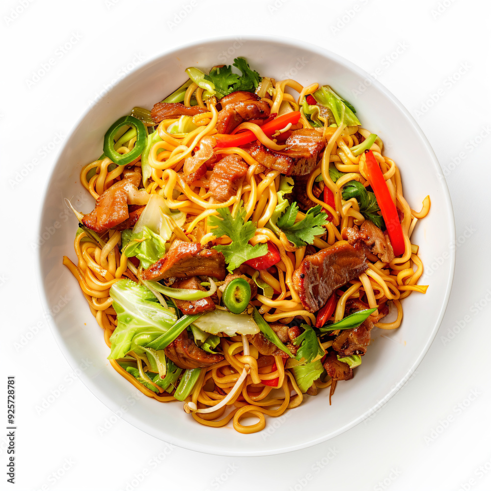 a bowl of noodles with meat and vegetables a bowl of noodles with meat and vegetables