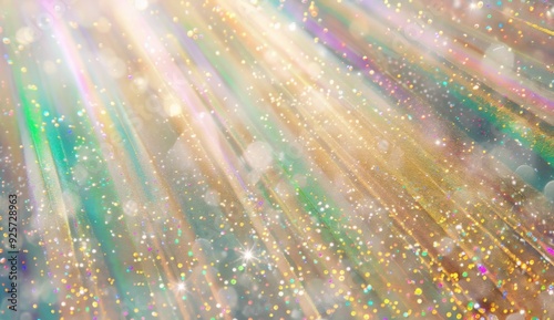 Abstract gold glitter particles background with shining stars falling down and light flare