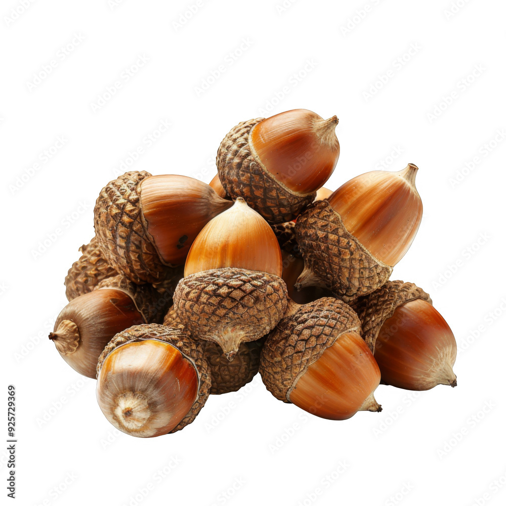 A Collection of Brown Acorns with Detailed Cap Detail A Collection of Brown Acorns with Detailed Cap Detail