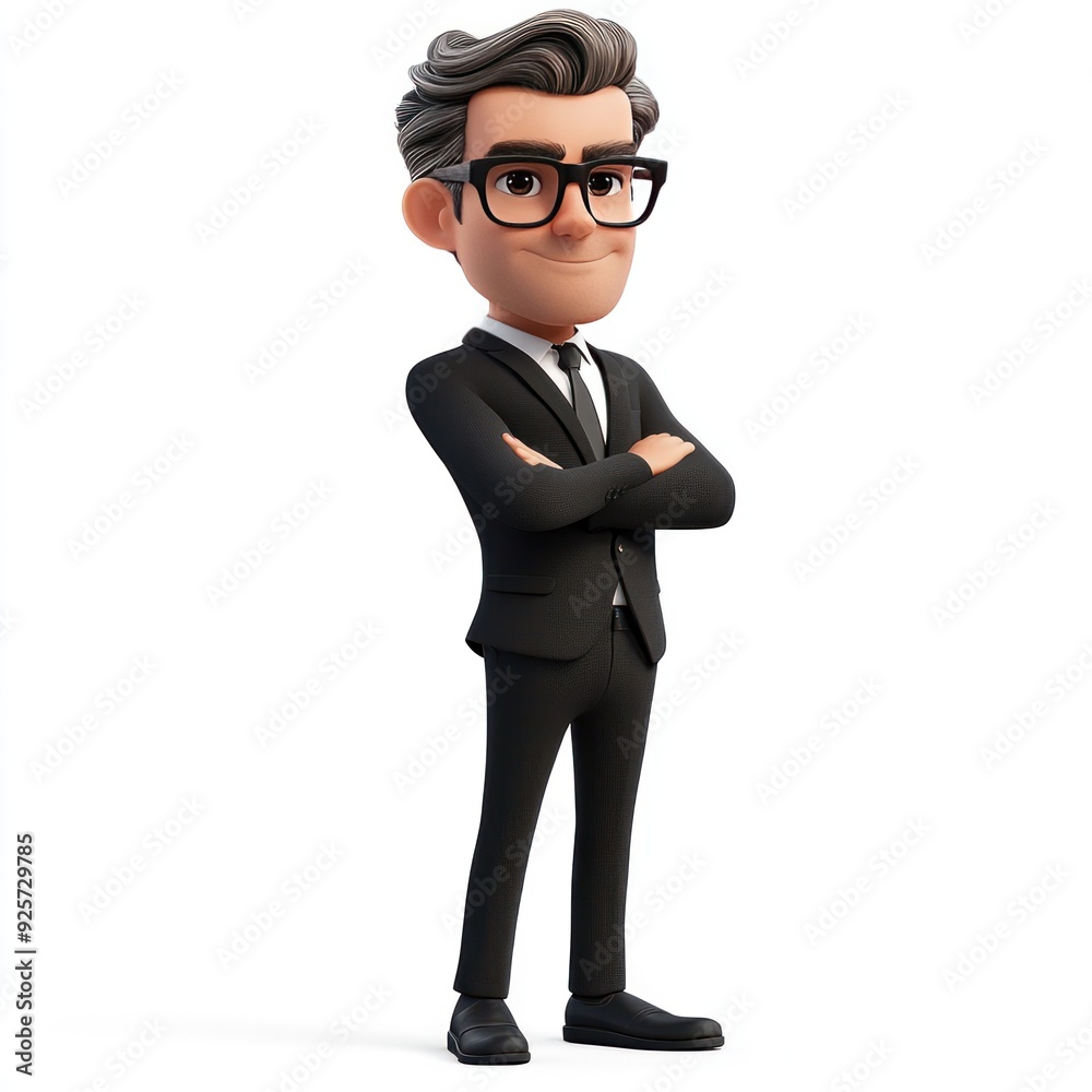 A confident cartoon character in a suit, showcasing a professional demeanor. A confident cartoon character in a suit, showcasing a professional demeanor.