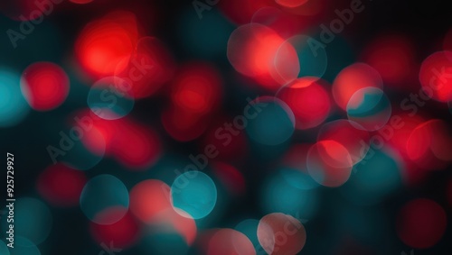 Vibrant bokeh lights in red and blue create a soft, festive atmosphere perfect for celebration, art projects, and modern design photo