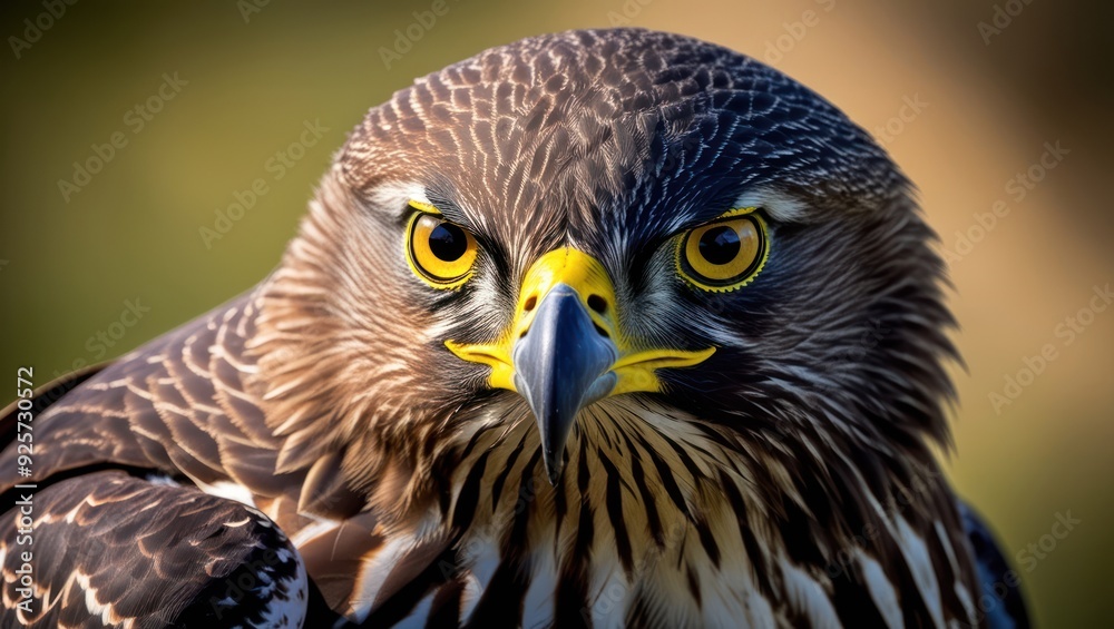 Close up of a majestic hawk showcasing striking features and fierce expression, representing wildlife beauty and ecological awareness Close up of a majestic hawk showcasing striking features and fierce expression, representing wildlife beauty and ecological awareness