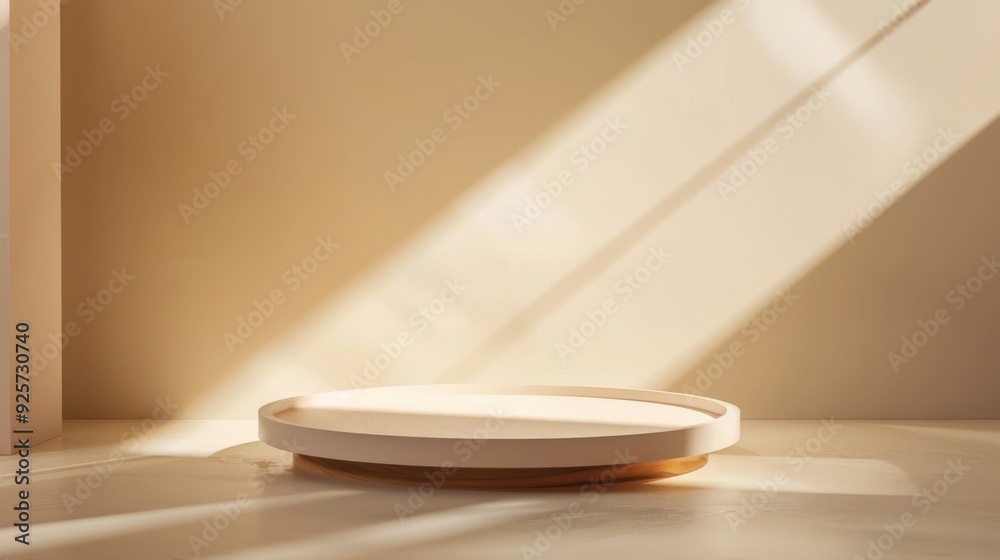 Minimalist beige podiums on beige background. Perfect place for your products presentation. Three dimensional illustration