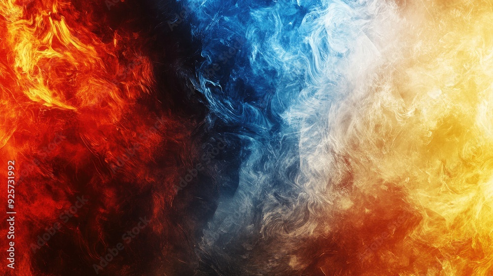Fire meets ice contrast: An abstract depiction of fire and ice colliding, showcasing a mix of rich colors and dramatic contrast, with space for text or design elements. Fire meets ice contrast: An abstract depiction of fire and ice colliding, showcasing a mix of rich colors and dramatic contrast, with space for text or design elements.