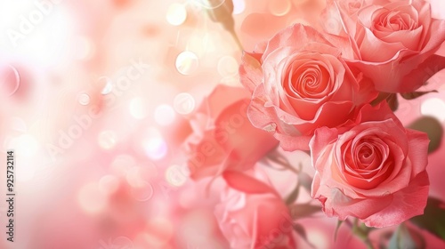 Rose Background. Rose bouquet. Concept of Valentine's day, wedding, new year, christmas and other holidays