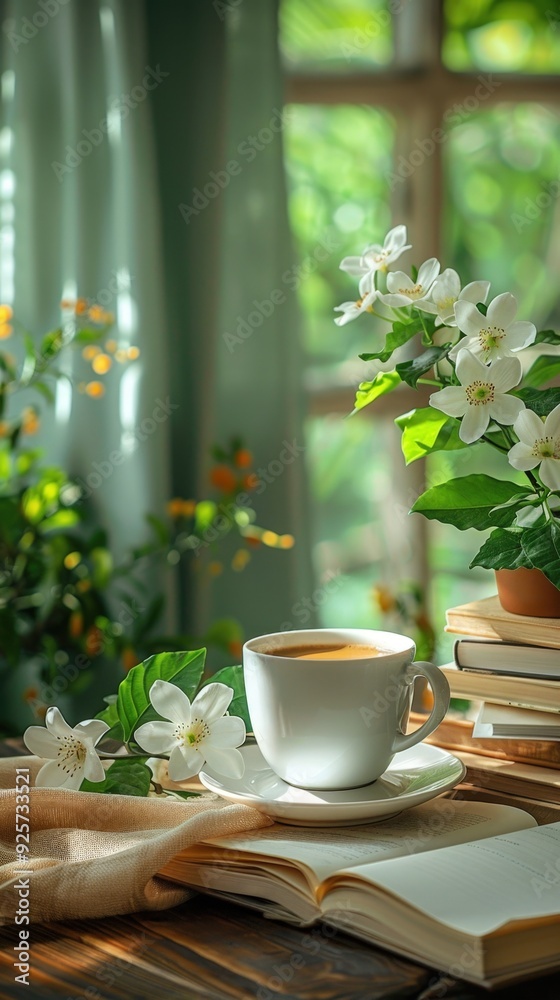 Employee taking a mindful coffee break with a journal, integrating reflection into productivity. Employee taking a mindful coffee break with a journal, integrating reflection into productivity.