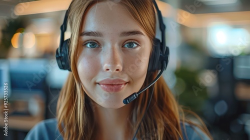 Smiling Call Center Operator Providing Customer Support