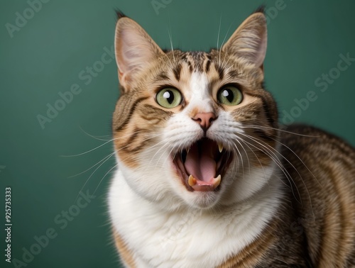 Close-up Portrait of a Tabby Cat with Open Mouth