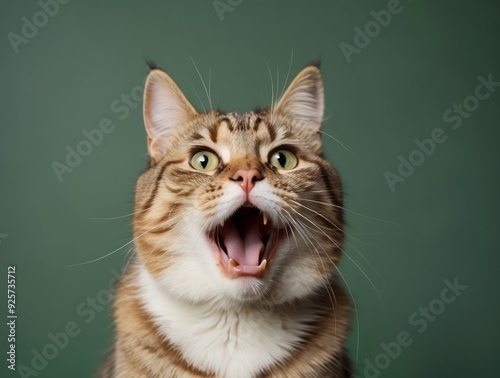 A Close-Up of a Tabby Cat with its Mouth Open