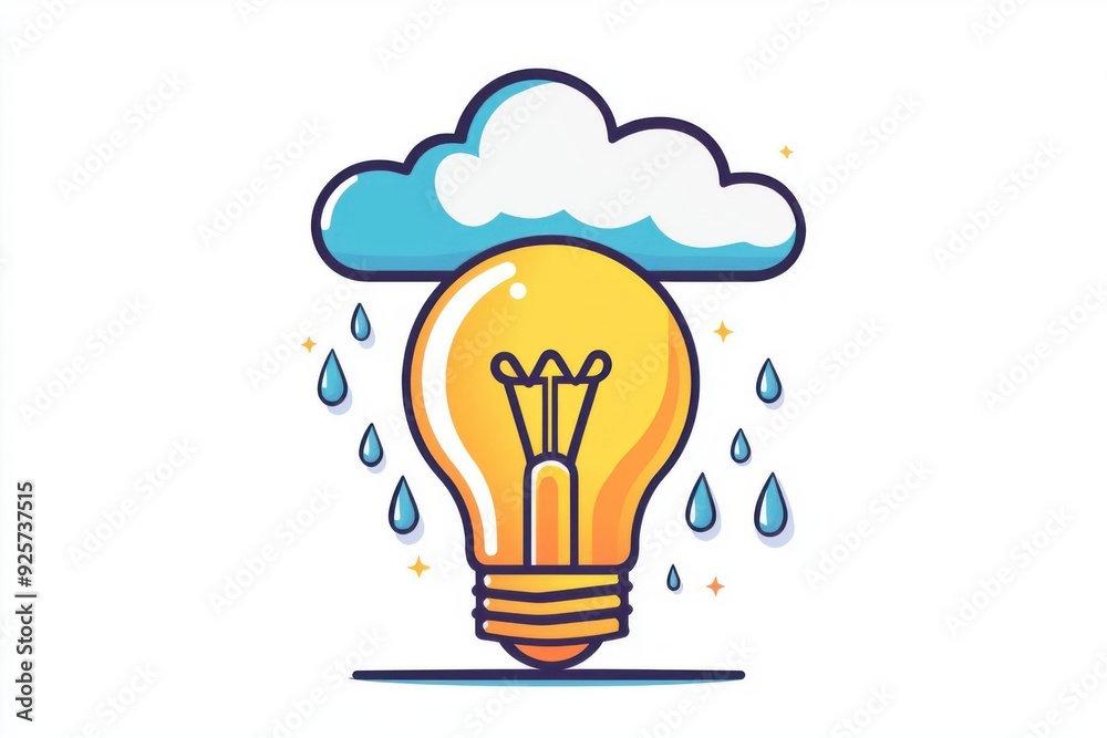 A creative illustration of a light bulb with rain and cloud, symbolizing ideas and inspiration in challenging times. A creative illustration of a light bulb with rain and cloud, symbolizing ideas and inspiration in challenging times.