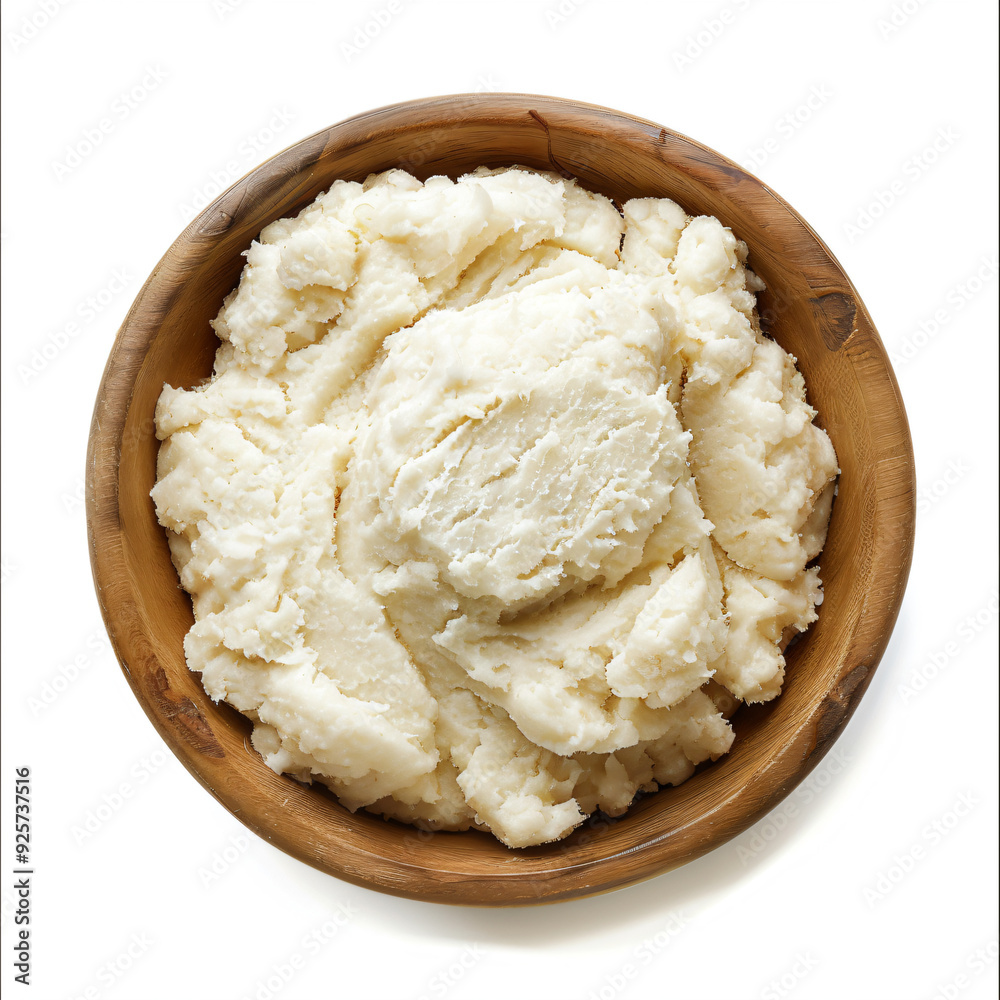 a bowl of mashed potatoes on a white surface a bowl of mashed potatoes on a white surface