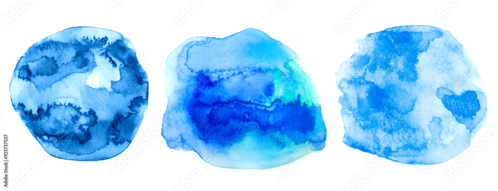 brush stroke style blue color splatter abstract banner in set