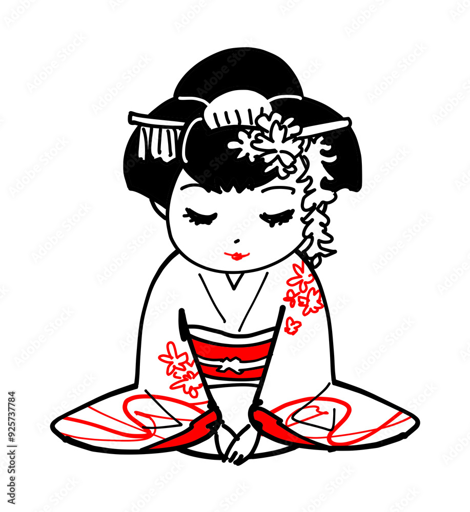 舞妓さん - お辞儀 Stock イラスト | Adobe Stock