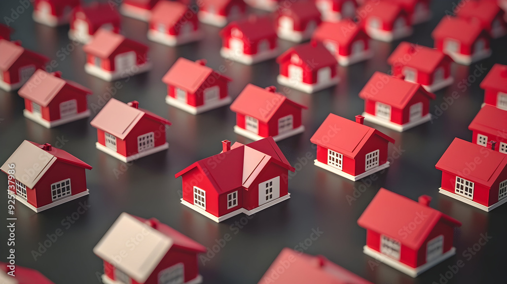 Red Real Estate Houses Logo Design. 3D Rendering Illustration Red Real Estate Houses Logo Design. 3D Rendering Illustration