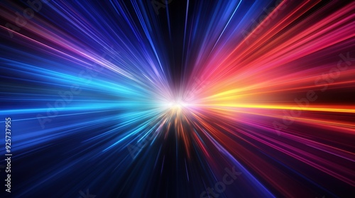 Abstract background with bright colorful lines radiating from center.