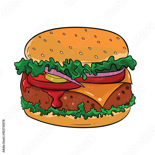 hamburger isolated on white background vector illustration