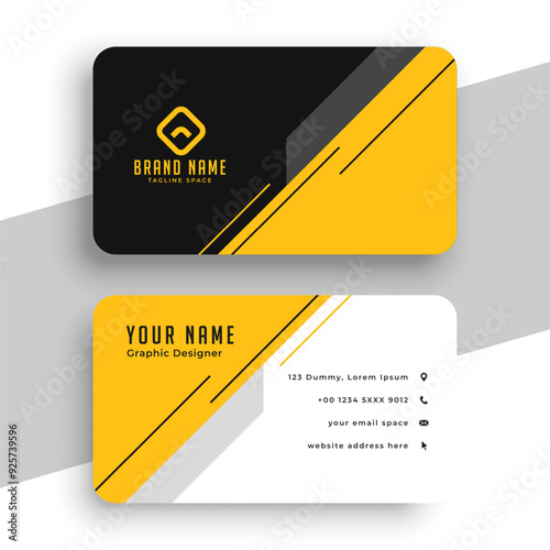 Corporate black and yellow unique business card template