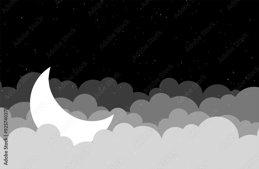 papercut style moon stars and clouds background design papercut style moon stars and clouds background design