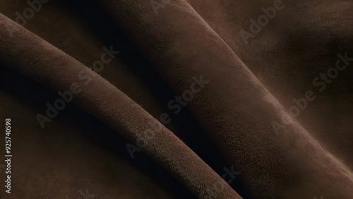 Closeup of Luxurious Dark Brown Suede Fabric with a Soft, Brushed Texture