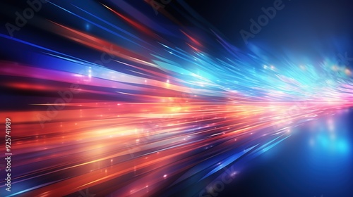 Abstract background with colorful diagonal lines and glowing lights.