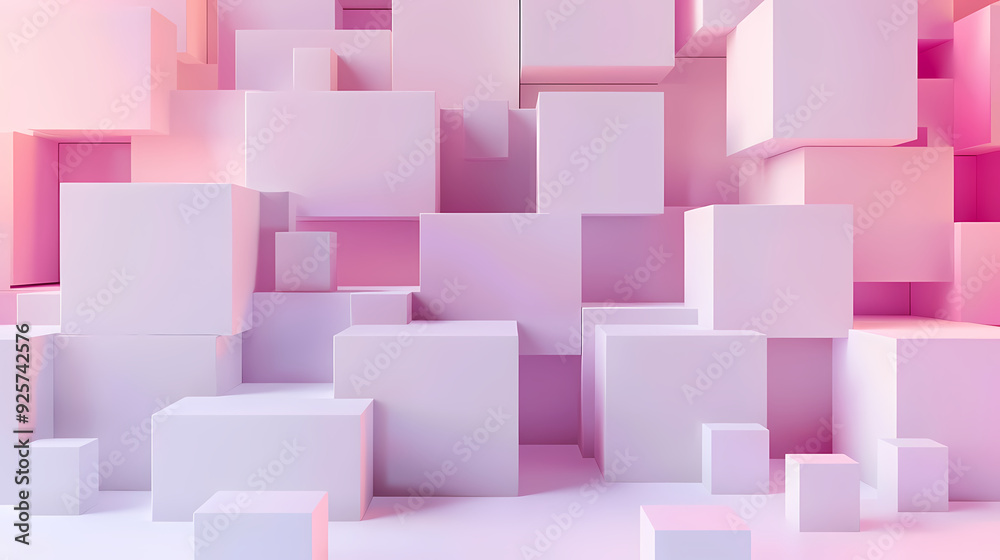 Pink cubes, modern design of geometric shapes Pink cubes, modern design of geometric shapes