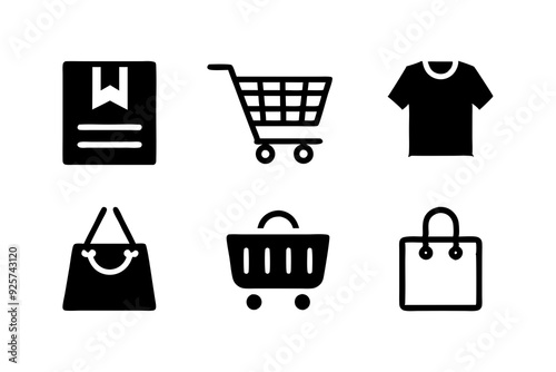 E-commerce icons vector. Set of shopping icon silhouette vector illustrations. 