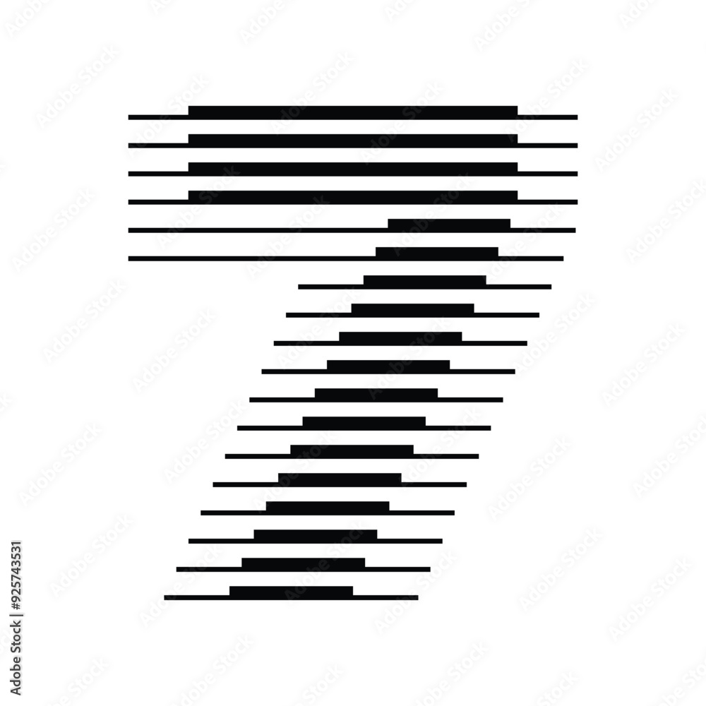 Number 7 with Abstract Line Pattern Number 7 with Abstract Line Pattern