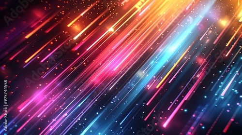 Abstract background with colorful glowing lines and bokeh.