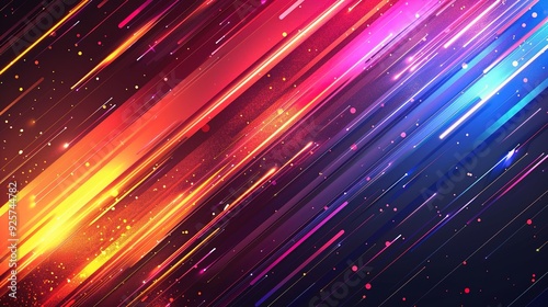 Abstract background with colorful glowing lines and dots.