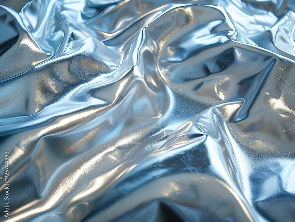 Shiny Silver Foil Surface Texture, Metallic Reflection Shiny Silver Foil Surface Texture, Metallic Reflection