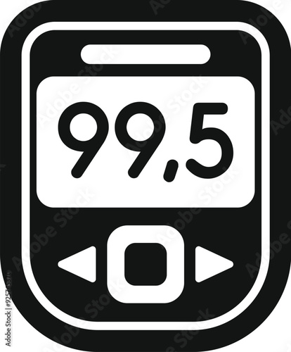 Black silhouette icon of a glucometer showing blood sugar level, concept of diabetes control