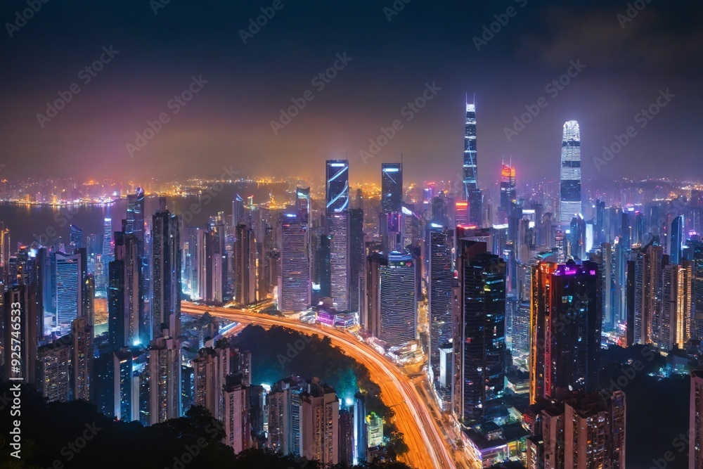 Fototapeta premium City Skyline at Night.